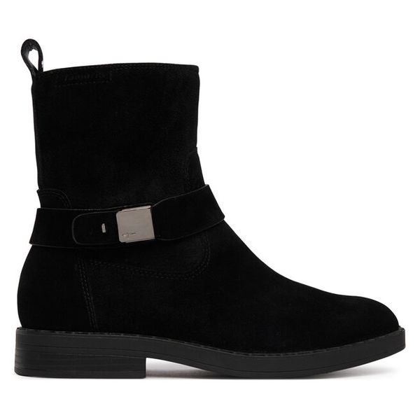Botki Tamaris. Czarne botki damskie Tamaris, bez obcasa, na płaskiej podeszwie, bez zapięcia. Za 469.99 zł.