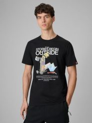 T-shirt regular z nadrukiem męski 4F 4FRSS26TTSHM3811. Czarne t-shirty męskie 4f, m, bez wzorów, z bawełny, klasyczne, bez kołnierzyka. Za 79.99 zł.