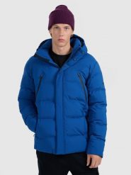 4F Kurtka puchowa z wypełnieniem syntetycznym membrana 10000 męska - niebieska XL. Niebieskie kurtki męskie 4f, na zimę, m, bez wzorów, z materiału, klasyczne, bez kaptura. Za 799.99 zł.