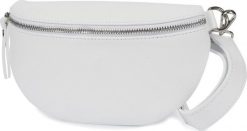 Vera Pelle Damska Skórzana Włoska Saszetka Nerka na pasek biała B68 NoSize. Białe paski damskie Vera Pelle, bez wzorów. Za 129.99 zł.
