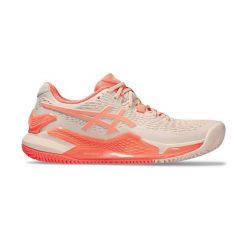 Buty damskie do tenisa Asics Gel-Resolution 9 Clay. Czerwone obuwie sportowe damskie Asics, bez wzorów, tenisowe. Za 620.30 zł.