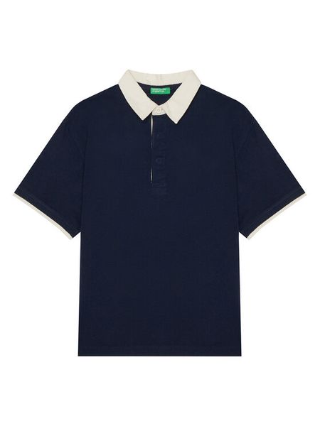United Colors Of Benetton Polo 3MI5C301U Granatowy Relaxed Fit. Niebieskie t-shirty dla chłopców United Colors Of Benetton, bez wzorów, z bawełny, bez ramiączek. Za 69.99 zł.