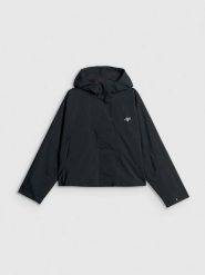 4F Kurtka przejściowa damska - czarna L. Czarne kurtki damskie 4f, l, bez wzorów, z materiału, klasyczne, bez kaptura. Za 349.99 zł.