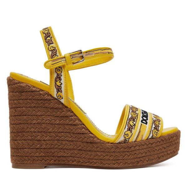 Espadryle Dolce&Gabbana. Żółte sandały damskie Dolce&Gabbana, bez wzorów, bez obcasa, bez zapięcia. Za 3,419.00 zł.