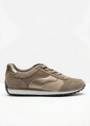 Sneakersy z siateczkową wstawką. Brązowe obuwie sportowe damskie bonprix, bez wzorów. Za 37.99 zł.