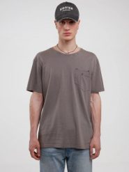 Koszulka męska z podwójną kieszonką na piersi szara Retores 905. Szare t-shirty męskie Big Star, l, bez wzorów, z jeansu, retro, bez kołnierzyka. W wyprzedaży za 29.99 zł.