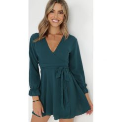 Ciemnozielona Sukienka Dyninca. Zielone sukienki dla dziewczynek Born2be, bez wzorów, z materiału, eleganckie, bez ramiączek, długie. Za 79.99 zł.