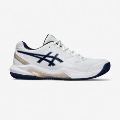 Buty tenisowe damskie Asics Gel Dedicate 8 na mączkę ceglaną. Obuwie sportowe damskie Asics, bez wzorów, ze skóry, tenisowe. Za 319.99 zł.