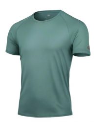 Męska koszulka Merino QUIDO. Niebieskie koszulki sportowe męskie LASTING, l, bez wzorów, z materiału, bez kołnierzyka, bez ramiączek, trekkingowe. Za 440.60 zł.