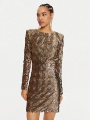 Elisabetta Franchi Sukienka koktajlowa AR-57J-47E2-V900 Złoty Regular Fit. Żółte sukienki damskie Elisabetta Franchi, bez wzorów, z syntetyku, wizytowe, bez kołnierzyka, bez ramiączek. Za 2,669.00 zł.