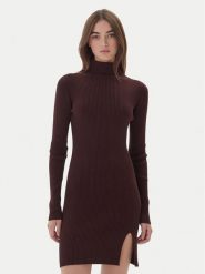 Kontatto Sukienka dzianinowa 3M0827C Brązowy Slim Fit. Brązowe sukienki damskie Kontatto, m, bez wzorów, z dzianiny, bez kołnierzyka, bez ramiączek. Za 349.99 zł.