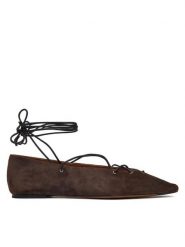 LAUREN RALPH LAUREN Baleriny Suede Lace-Up Pointed Ballet Flat 818P15775001 Brązowy. Brązowe baleriny damskie Lauren Ralph Lauren, bez wzorów, ze skóry, bez obcasa. Za 1,799.00 zł.