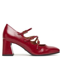 Czółenka Tamaris. Czerwone czółenka damskie Tamaris, bez wzorów, bez obcasa, bez zapięcia. Za 289.99 zł.