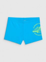 4F Kąpielówki chłopięce - niebieskie 122/128 (6-8 lat). Niebieskie kąpielówki dla chłopców 4f, bez wzorów. Za 59.99 zł.