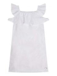 Guess Sukienka letnia J3GK19 WFBB0 Biały Regular Fit. Białe sukienki dla dziewczynek Guess, na lato, z aplikacjami, z bawełny, bez ramiączek. Za 169.99 zł.