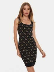 Guess Sukienka dzianinowa Sarah W4BK98 Z3JD2 Czarny Slim Fit. Czarne sukienki damskie Guess, s, z aplikacjami, z dzianiny, bez kołnierzyka, bez ramiączek. Za 279.99 zł.