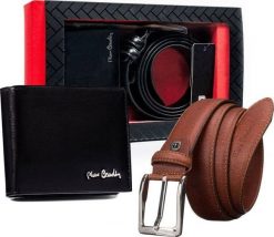 Pierre Cardin Zestaw prezentowy: skórzany portfel i pasek męski. Paski damskie Pierre Cardin, bez wzorów. Za 451.34 zł.