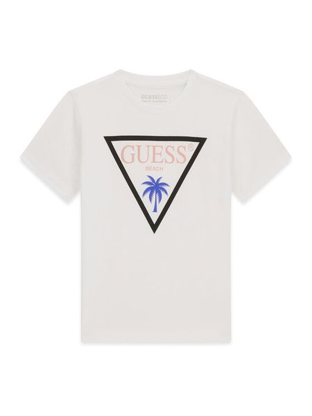 Guess T-Shirt L6GI27 J1314 Biały Regular Fit. Białe t-shirty dla chłopców Guess, z aplikacjami, z bawełny, bez ramiączek. Za 83.99 zł.