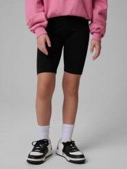 4F Legginsy kolarki dzianinowe dziewczęce - czarne 164 (13-14 lat). Czarne legginsy dla dziewczynek 4f, bez wzorów, z bawełny. Za 39.99 zł.