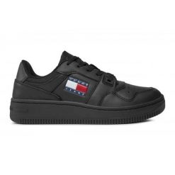 Buty Tommy Hilfiger Retro Basket Ess EN0EN02505BDS czarne. Czarne obuwie sportowe damskie bez wzorów, z gumy. Za 500.30 zł.