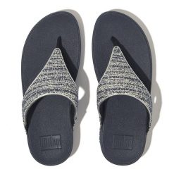 Sandales FitFlop Lulu Shimmerweave. Niebieskie klapki damskie FIT FLOP, bez wzorów, bez obcasa. Za 484.50 zł.