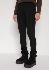 Czarne Gładkie Legginsy z Wysokim Stanem Ociepleniem i Zapiętkami Ferisanna. Czarne legginsy damskie Born2be, l, bez wzorów, z jeansu. Za 69.99 zł.