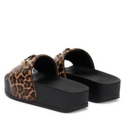 Klapki Liu Jo. Brązowe klapki damskie Liu Jo, bez wzorów, bez obcasa. Za 329.99 zł.