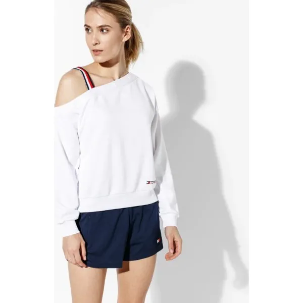 Tommy Sport Bluza Track Top One Shoulder 142 , biały, rozmiar XS. Białe bluzy damskie Tommy Hilfiger, s, bez wzorów, z materiału, bez kaptura. W wyprzedaży za 259.99 zł.