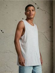 Tank top w stylu basic - szary. Szare t-shirty męskie Sinsay, l, bez wzorów, bez kołnierzyka. Za 12.99 zł.