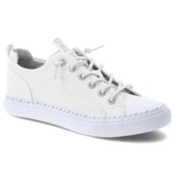 Trampki damskie Big Star, tekstylna cholewka sznurowany fason klasyczna biała gumowa podeszwa minimalistyczny design, białe, TT274388. Białe półbuty damskie Big Star, bez wzorów, z gumy, klasyczne, bez obcasa, bez zapięcia. Za 149.00 zł.