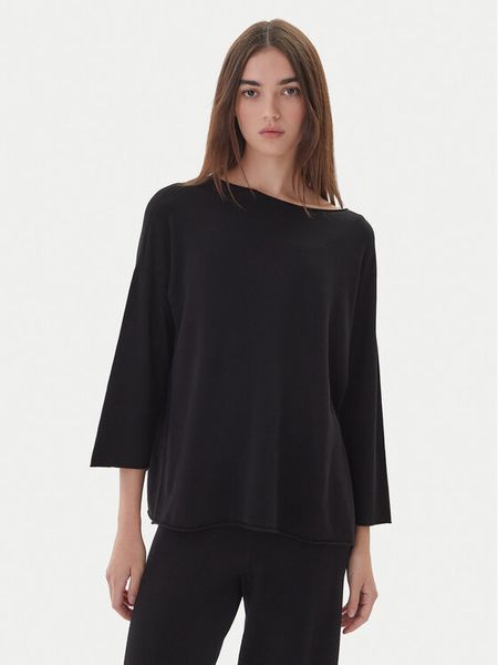 Kontatto Sweter 3M0801C Czarny Regular Fit. Czarne swetry damskie Kontatto, m, bez wzorów, z syntetyku, bez kołnierzyka, bez ramiączek, bez kaptura. Za 189.99 zł.