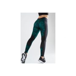 Legginsy fitness kardio damskie 120 z nadrukiem graficznym. Zielone legginsy damskie DOMYOS, l, bez wzorów, z elastanu. Za 59.99 zł.