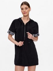 MICHAEL Michael Kors Sukienka plażowa Logo Terry MM2M650 Czarny Slim Fit. Czarne sukienki damskie MICHAEL Michael Kors, na plażę, m, bez wzorów, z bawełny, bez kołnierzyka, bez ramiączek. Za 399.99 zł.