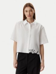 KARL LAGERFELD Koszula B2W11017 Biały Loose Fit. Białe bluzki damskie KARL LAGERFELD, bez wzorów, z bawełny, bez kołnierzyka, bez ramiączek. Za 779.99 zł.