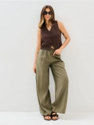 Spodnie wide leg z modalem - zielony. Zielone spodnie materiałowe damskie Sinsay, l, bez wzorów. Za 49.99 zł.