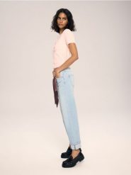 Jeansowe spodnie z apaszką - niebieski. Niebieskie szaliki i chusty damskie Reserved, bez wzorów, z bawełny. Za 149.99 zł.