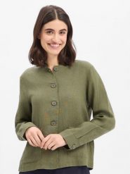 Marie Lund Lniana bluzka - Emma Kobiety len zielony, 40. Zielone bluzki damskie Marie Lund, bez wzorów, ze lnu, bez kołnierzyka, bez ramiączek. Za 229.95 zł.