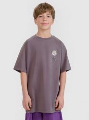 4F T-shirt oversize z nadrukiem chłopięcy - szary 134 (8-9 lat). Szare t-shirty dla chłopców 4f, bez wzorów, z bawełny, bez ramiączek. W wyprzedaży za 29.99 zł.