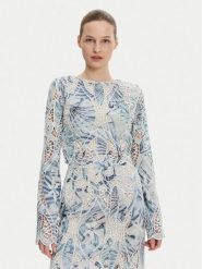 Guess Bluzka W5GH0T WHAD2 Niebieski Regular Fit. Niebieskie bluzki damskie Guess, l, z aplikacjami, z syntetyku, bez kołnierzyka, bez ramiączek. Za 329.99 zł.