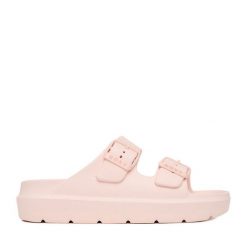 Klapki Roxy. Czerwone klapki damskie Roxy, bez wzorów, bez obcasa. Za 99.99 zł.