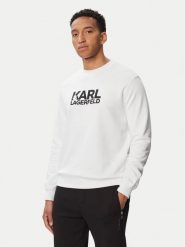 KARL LAGERFELD Bluza 705780 563917 Biały Regular Fit. Białe bluzy męskie KARL LAGERFELD, l, bez wzorów, z bawełny, bez kaptura. Za 439.99 zł.
