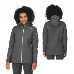Kurtka przeciwdeszczowa dla kobiet Regatta Hamara III. Szare kurtki damskie Regatta, bez wzorów, bez kaptura, trekkingowe. Za 229.99 zł.