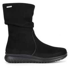 Botki Go Soft. Czarne botki damskie GO SOFT, bez obcasa, na płaskiej podeszwie, bez zapięcia. Za 229.99 zł.