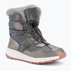Śniegowce juniorskie KangaROOS K-PE Ski RTX dusty. Szare śniegowce i trapery damskie KangaRoos, z materiału. Za 249.99 zł.