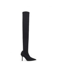 Patrizia Pepe Kozaki 8Y0127 J346 Czarny. Czarne kozaki damskie Patrizia Pepe, z materiału, bez obcasa, na szpilce. Za 2,329.00 zł.