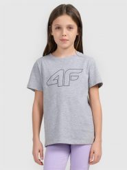 4F T-shirt oversize z nadrukiem dziewczęcy - szary 140 (9-10 lat). Szare t-shirty i topy dla dziewczynek 4f, bez wzorów, z bawełny, bez ramiączek. W wyprzedaży za 29.99 zł.