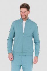 GUESS Turkusowa bluza Full Zip. Niebieskie bluzy męskie Guess, l, z aplikacjami, bez kaptura. W wyprzedaży za 329.99 zł.