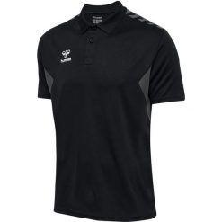 Koszulka sportowa Hummel Authentic Functional Polo. Czarne koszulki polo męskie Hummel, l, bez wzorów, bez kołnierzyka, bez ramiączek, tenisowe. Za 129.00 zł.