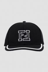 FENDI Czarna czapka z daszkiem FF. Czarne czapki i kapelusze męskie Fendi, bez wzorów. W wyprzedaży za 1,299.99 zł.