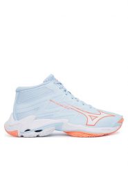 Mizuno Buty halowe Wave Lightning Elite Mid V1GC2605 Niebieski jasny. Niebieskie obuwie sportowe damskie Mizuno, bez wzorów, z materiału. Za 709.99 zł.